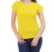 Желтая женская футболка под логотип