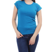 Голубая женская футболка под логотип