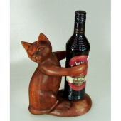 Подставка для бутылок из дерева в виде кошки №25